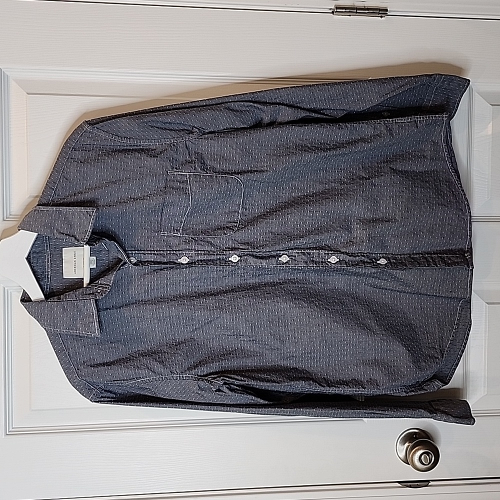 American Eagle Chambray Swiss Dot Long Sleeve Button Down Classic Fit Men's S